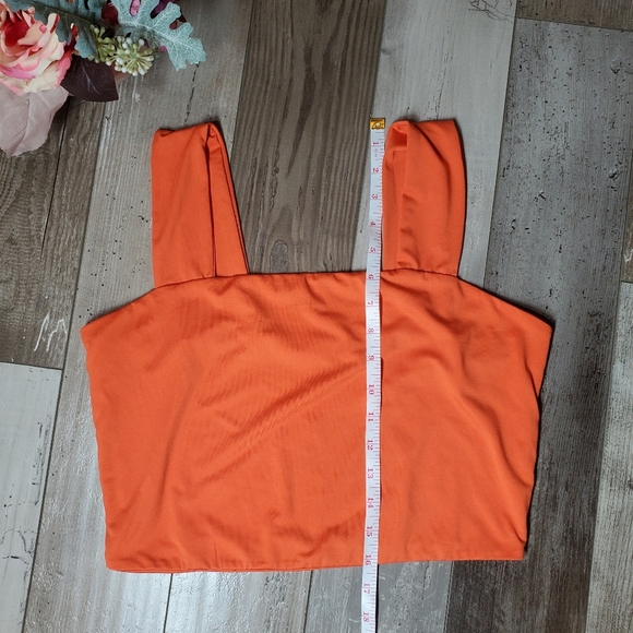 Cloth by Design Women's Orange Cropped Camisole Sleeveless Tank Top Wide Straps - Picture 4 of 16